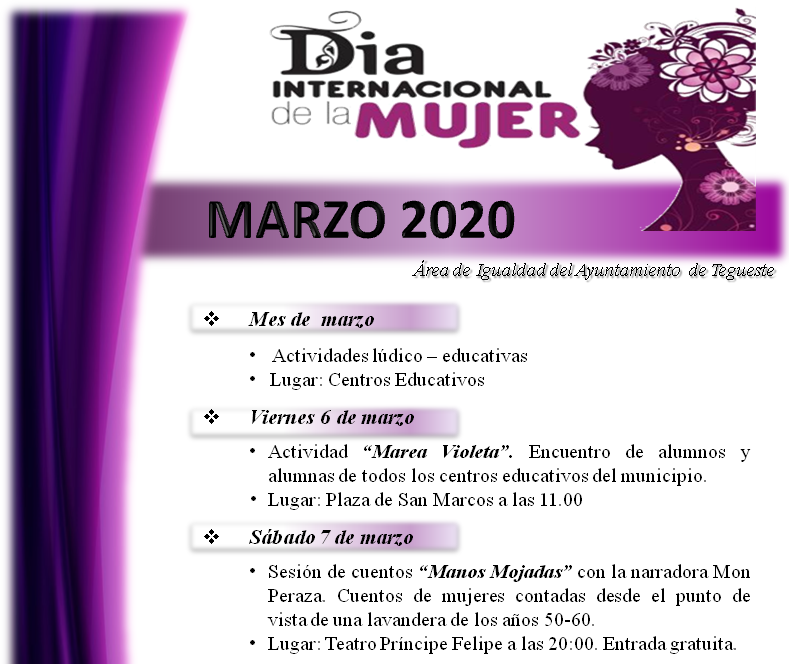 El Ayuntamiento de Tegueste organiza una marea violeta con escolares para conmemorar el Día Internacional de la Mujer