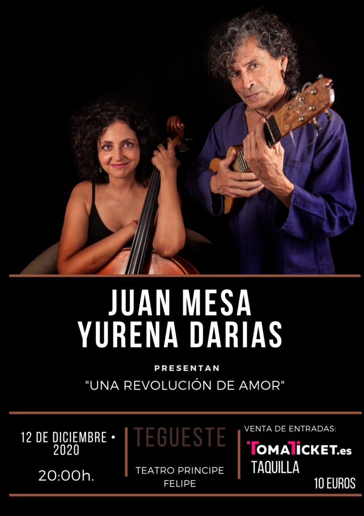 Cartel del evento. El cantautor Juan Mesa y la chelista Yurena Darias ofrecen un concierto este fin de semana en Tegueste.