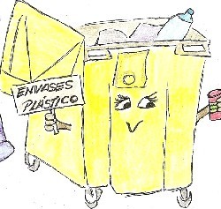 Dibujo que representa un contenedor amarillo.
